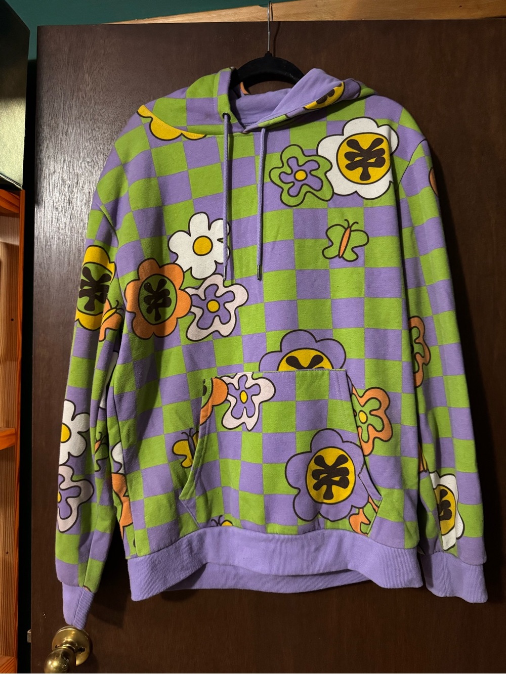 Zoo York Purple & Green Checker Floral Hoodie